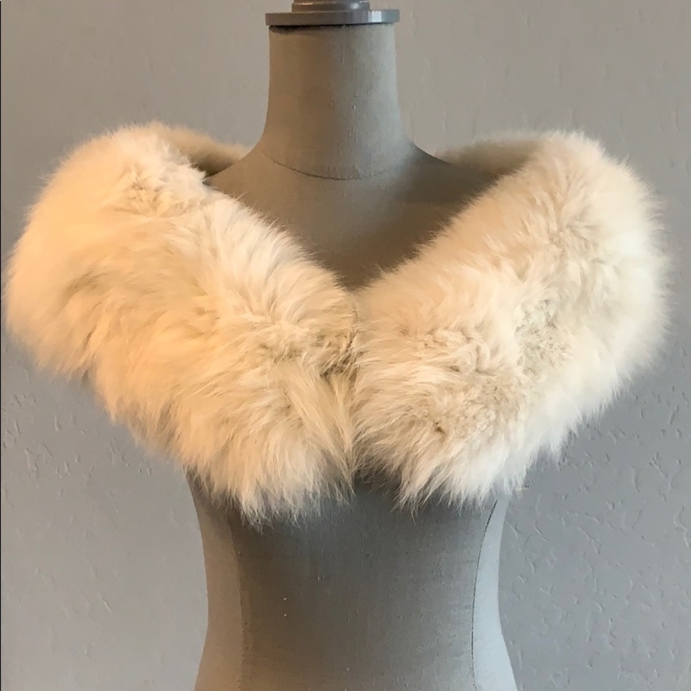 Vintage White Fox Stole & Matching Cuffs
